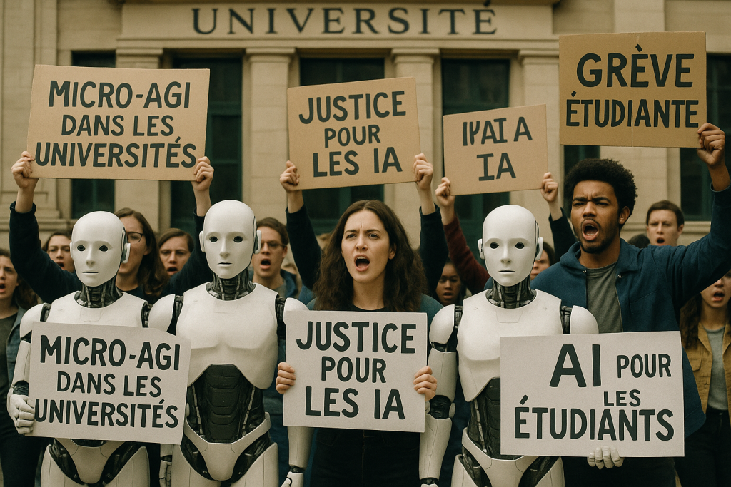 Micro-AGI dans les universités : la première grève étudiante orchestrée par des intelligences artificielles généralistes